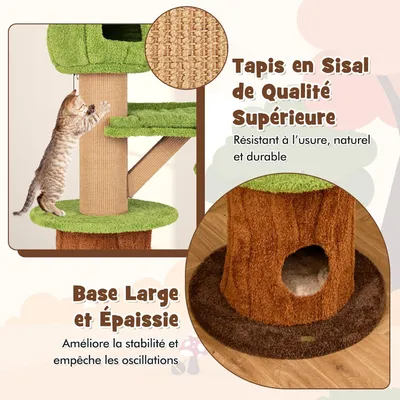GIANTEX Arbre à Chat Champignon avec 2 Condos, Hamac, Griffoir en Sisal