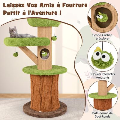 GIANTEX Arbre à Chat Champignon avec 2 Condos, Hamac, Griffoir en Sisal
