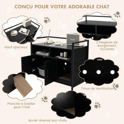 GIANTEX Maison de Toilette pour Chat en Armoire avec Griffoir