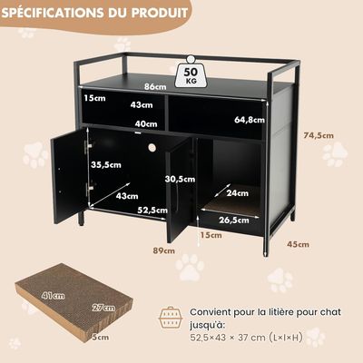 GIANTEX Maison de Toilette pour Chat en Armoire avec Griffoir