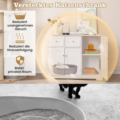 GIANTEX Katzenklo-Möbel Mit Schrank Mit Türen Und Schubladen