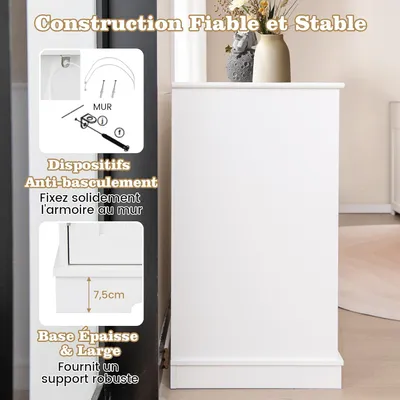 GIANTEX Meuble Litière Chat avec Armoire à Portes et Tiroirs de Rangement