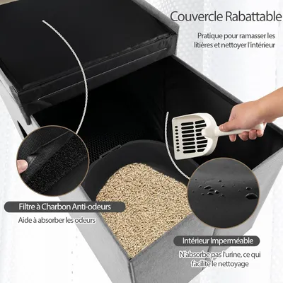 GIANTEX Maison de Toilette pour Chat 2 en 1 avec Meuble Litière Caché