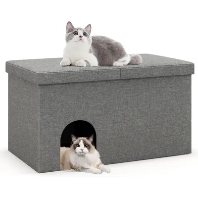 GIANTEX Maison de Toilette pour Chat 2 en 1 avec Meuble Litière Caché