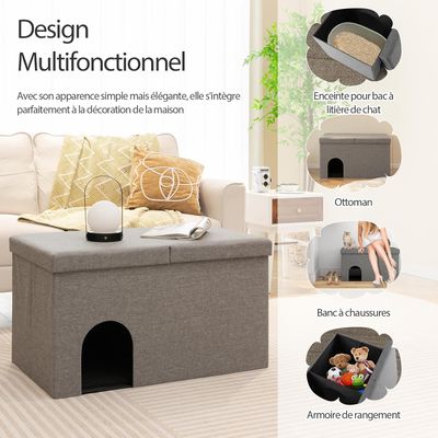 GIANTEX Maison de Toilette pour Chat 2 en 1 avec Meuble Litière Caché