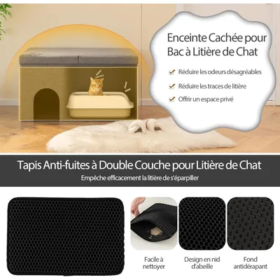 GIANTEX Maison de Toilette pour Chat 2 en 1 avec Meuble Litière Caché