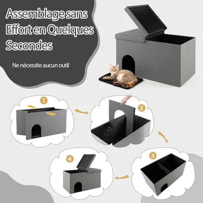 GIANTEX Maison de Toilette pour Chat 2 en 1 avec Meuble Litière Caché