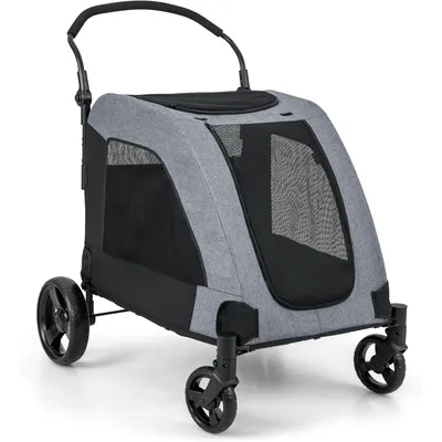GIANTEX Poussette Pliable pour Chien avec Poignée Réglable, Fenêtres