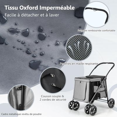 GIANTEX Poussette Pliable pour Chien avec Portes Zippées