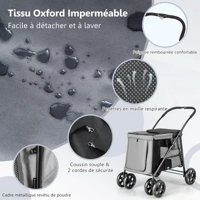 GIANTEX Poussette Pliable pour Chien avec Portes Zippées