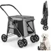 GIANTEX Zusammenklappbarer Hundekinderwagen Mit Reißverschlusstüren