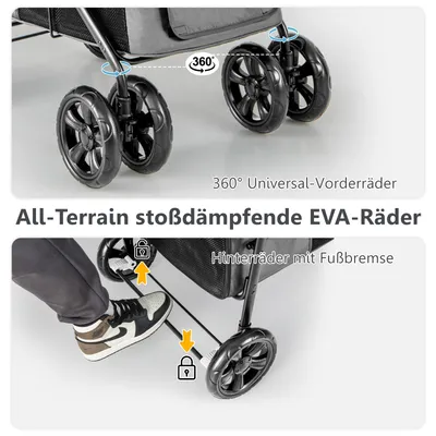 GIANTEX Zusammenklappbarer Hundekinderwagen Mit Reißverschlusstüren GIANTEX Zusammenklappbarer Hundekinderwagen Mit Reißverschlusstüren
