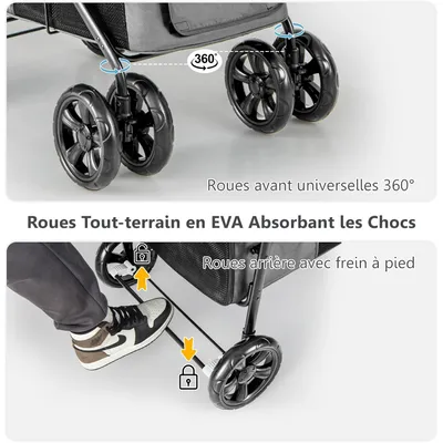 GIANTEX Poussette Pliable pour Chien avec Portes Zippées