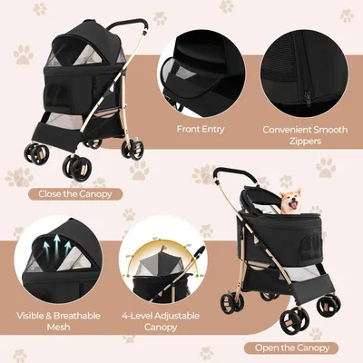 GIANTEX 3-in-1-Hundeklappe Mit Autositz Und Verstellbarem Sonnendach GIANTEX 3-in-1-Hundeklappe Mit Autositz Und Verstellbarem Sonnendach