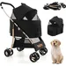 GIANTEX Poussette 3 en 1 pour Chien avec Siège de Voiture, Auvent Réglable