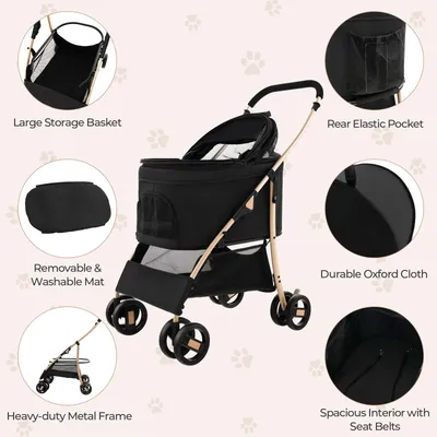 GIANTEX 3-in-1-Hundeklappe Mit Autositz Und Verstellbarem Sonnendach GIANTEX 3-in-1-Hundeklappe Mit Autositz Und Verstellbarem Sonnendach
