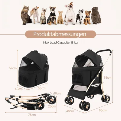 GIANTEX 3-in-1-Hundeklappe Mit Autositz Und Verstellbarem Sonnendach GIANTEX 3-in-1-Hundeklappe Mit Autositz Und Verstellbarem Sonnendach
