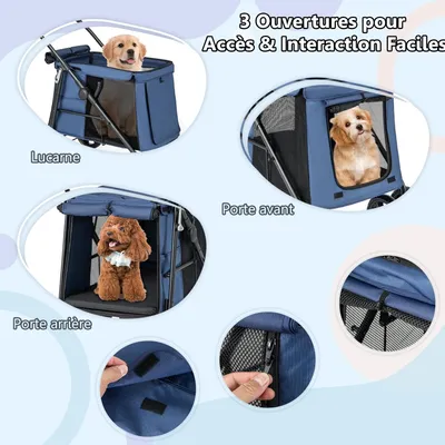 GIANTEX Poussette Pliable pour Chien avec Portes Zippées
