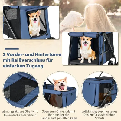 GIANTEX Zusammenklappbarer Hundekinderwagen Mit Reißverschlusstüren GIANTEX Zusammenklappbarer Hundekinderwagen Mit Reißverschlusstüren