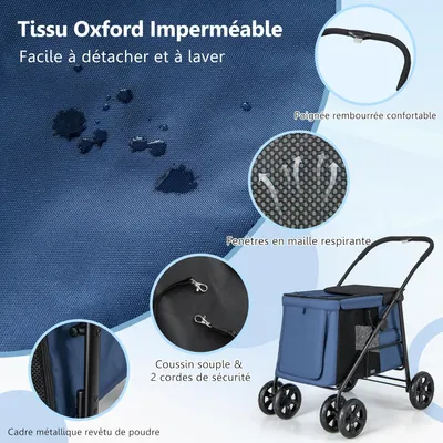 GIANTEX Poussette Pliable pour Chien avec Portes Zippées