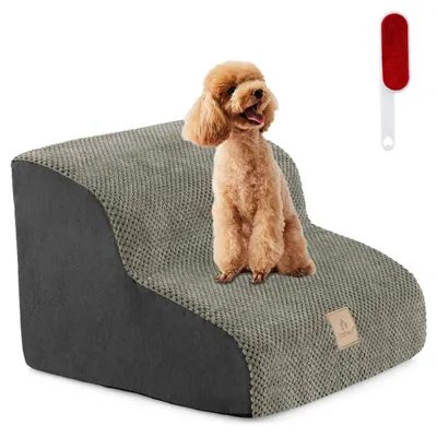 GIANTEX Escalier pour Chiens en Mousse Amovible et 1 Brosse à Poils GIANTEX Escalier pour Chiens en Mousse Amovible et 1 Brosse à Poils