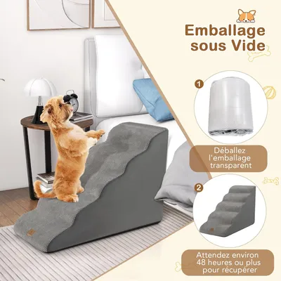 GIANTEX Escalier pour Chiens en Mousse Amovible et 1 Brosse à Poils