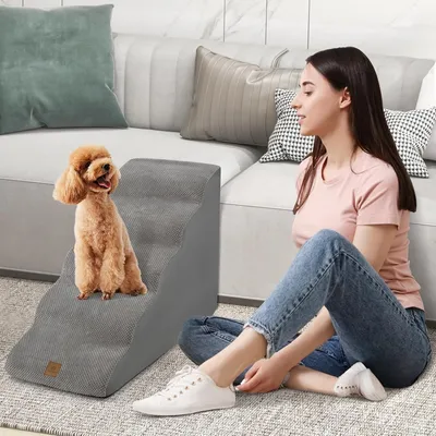 GIANTEX Escalier pour Chiens en Mousse Amovible et 1 Brosse à Poils