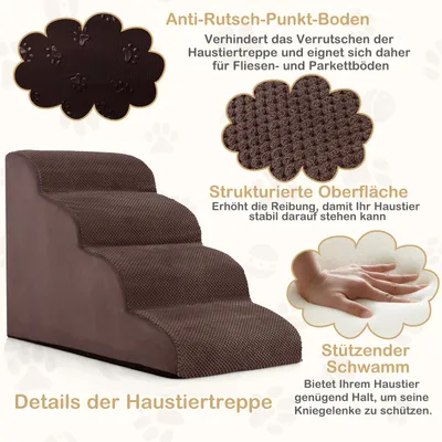 GIANTEX Treppe für Tiere 4 Gehe mit Bürste und Antirutschfond