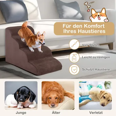 GIANTEX Treppe für Tiere 4 Gehe mit Bürste und Antirutschfond