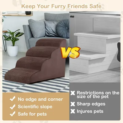 GIANTEX Escalier pour Animaux 4 Marches avec Brosse et Fond Antidérapant