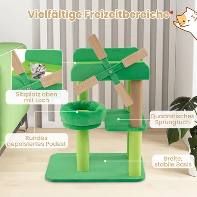GIANTEX Kratzbaum In Form Einer Windmühle Mit Kratzflächen Und Plattform