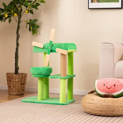 GIANTEX Arbre à Chat en Forme de Moulin à Vent avec Griffoirs, Plateforme GIANTEX Arbre à Chat en Forme de Moulin à Vent avec Griffoirs, Plateforme