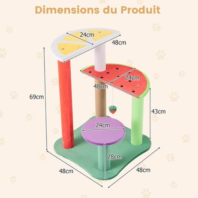 GIANTEX Arbre à Chat Melon d'Eau avec Plateformes, Balle Suspendue
