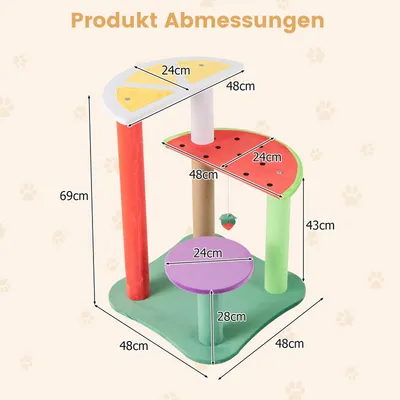 GIANTEX Kratzbaum „Wassermelone“ Mit Plattformen Und Hängendem Ball
