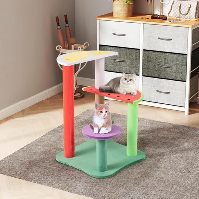 GIANTEX Arbre à Chat Melon d'Eau avec Plateformes, Balle Suspendue