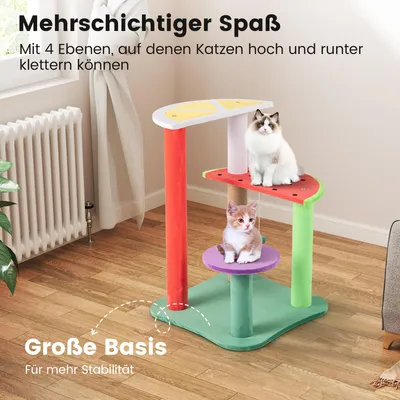 GIANTEX Kratzbaum „Wassermelone“ Mit Plattformen Und Hängendem Ball