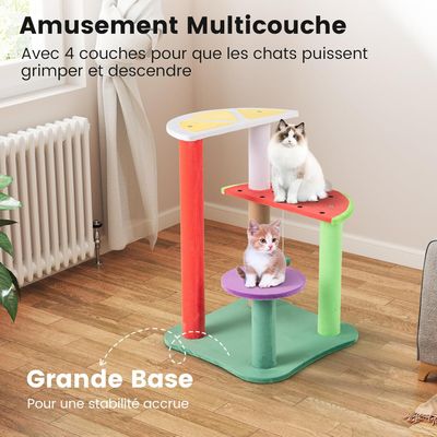 GIANTEX Arbre à Chat Melon d'Eau avec Plateformes, Balle Suspendue