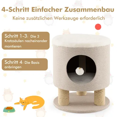 GIANTEX Katzenhaus Mit Kratzflächen, Plüschball, Gemütliches Katzenhaus GIANTEX Katzenhaus Mit Kratzflächen, Plüschball, Gemütliches Katzenhaus