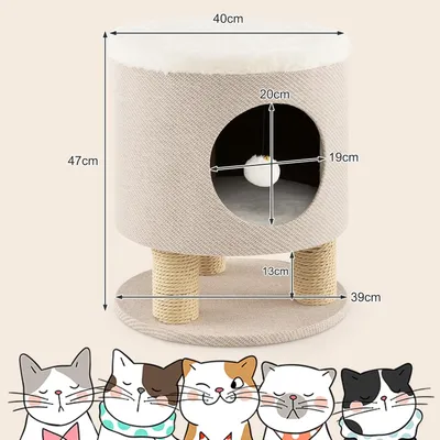 GIANTEX Maison de Chat avec Griffoirs, Balle en Peluche, Condo Confortable