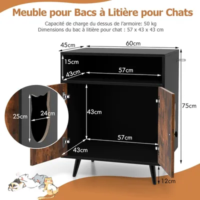 GIANTEX Meuble Litière pour Chat avec Compartiment Ouvert GIANTEX Meuble Litière pour Chat avec Compartiment Ouvert