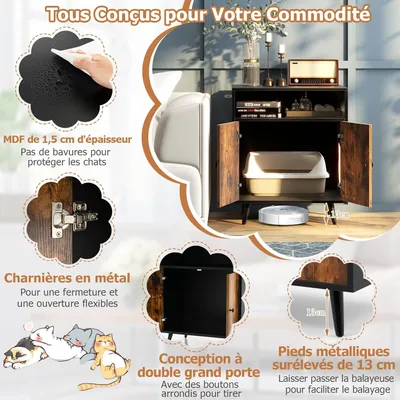 GIANTEX Meuble Litière pour Chat avec Compartiment Ouvert GIANTEX Meuble Litière pour Chat avec Compartiment Ouvert