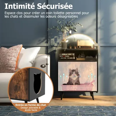 GIANTEX Meuble Litière pour Chat avec Compartiment Ouvert GIANTEX Meuble Litière pour Chat avec Compartiment Ouvert