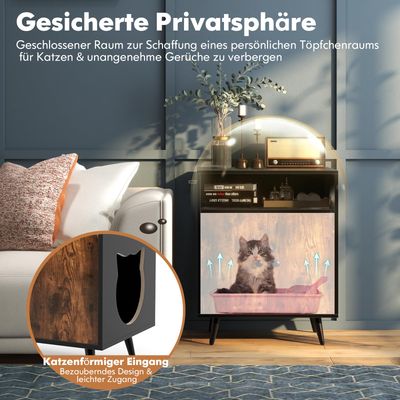 GIANTEX Stilvolles Katzenklo-Möbel Mit Großem Offenem Fach