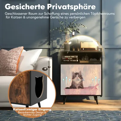 GIANTEX Stilvolles Katzenklo-Möbel Mit Großem Offenem Fach GIANTEX Stilvolles Katzenklo-Möbel Mit Großem Offenem Fach