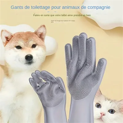 MCBOSON  Gants de toilette pour animaux en silicone