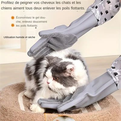 MCBOSON Guantes de silicona para el baño de mascotas