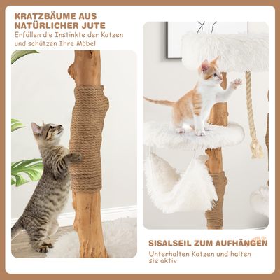 GIANTEX 4-Stöckiger Kratzbaum Aus Massivholz Mit Plattform Und Sitzstange