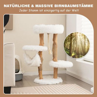 GIANTEX 4-Stöckiger Kratzbaum Aus Massivholz Mit Plattform Und Sitzstange