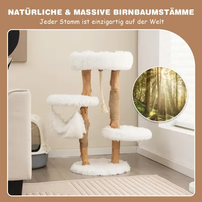 GIANTEX 4-Stöckiger Kratzbaum Aus Massivholz Mit Plattform Und Sitzstange