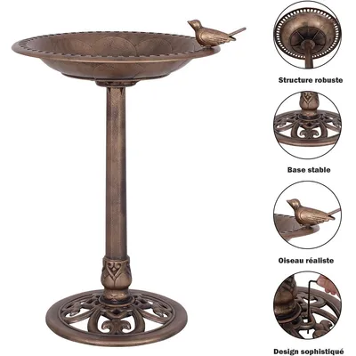 GIANTEX Bain d'oiseaux Plateau de Diamètre 50CM, Abreuvoir Oiseaux